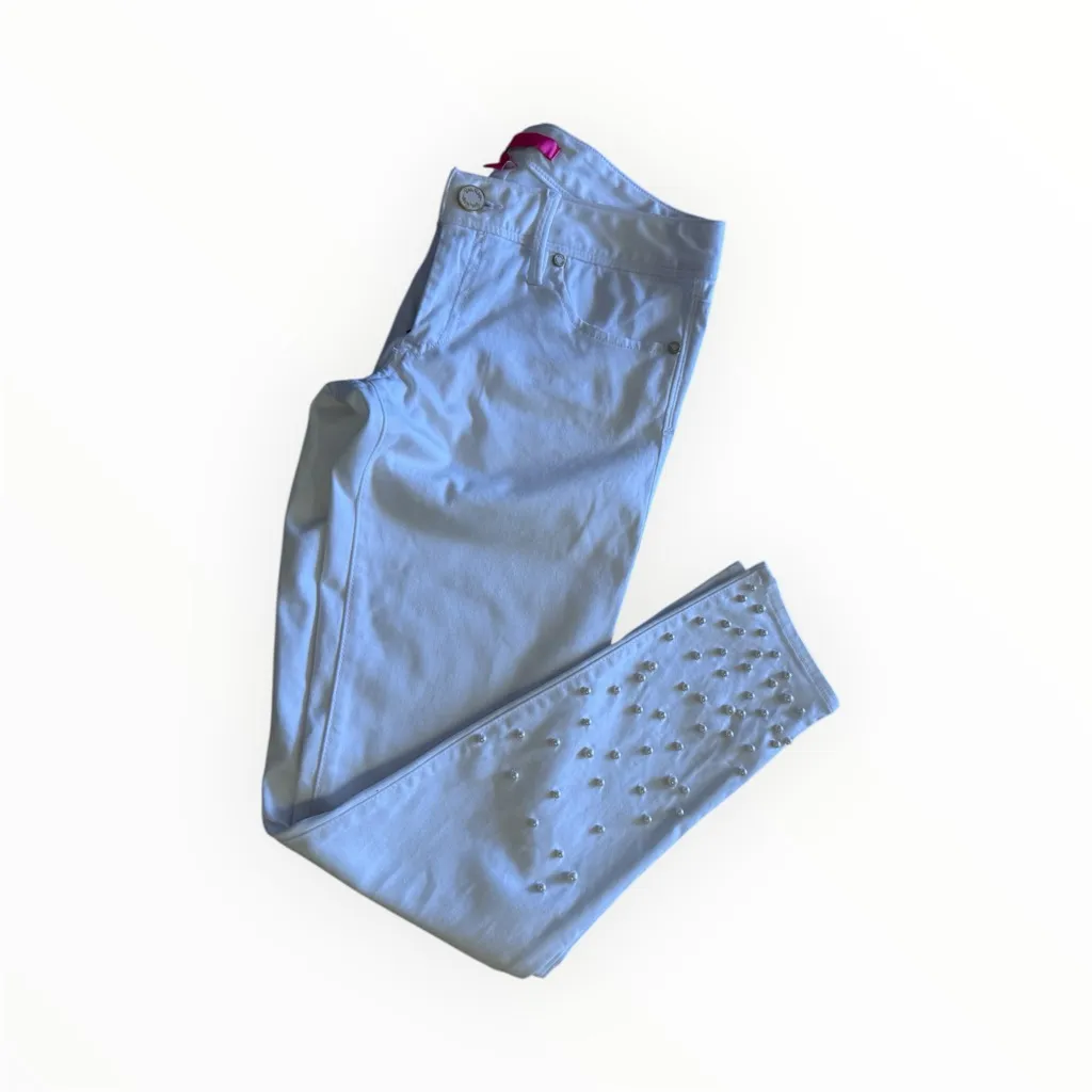 NWT Lilly Pulitzer Worth Skinny Custom Embellishment Pearls Resort White Size 2 - Image 2