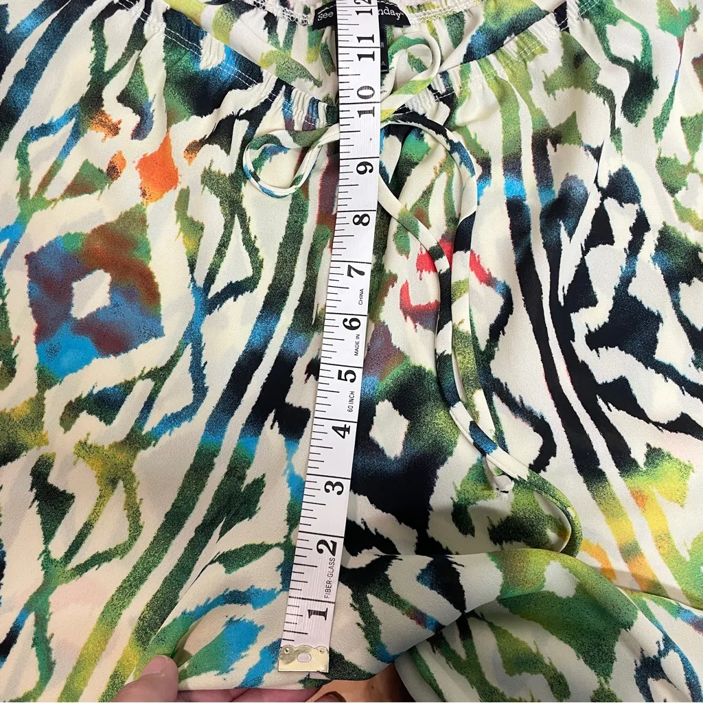 See You Monday Geometric Pattern Printed Wide Leg Pull On Pants Women Large - Image 6