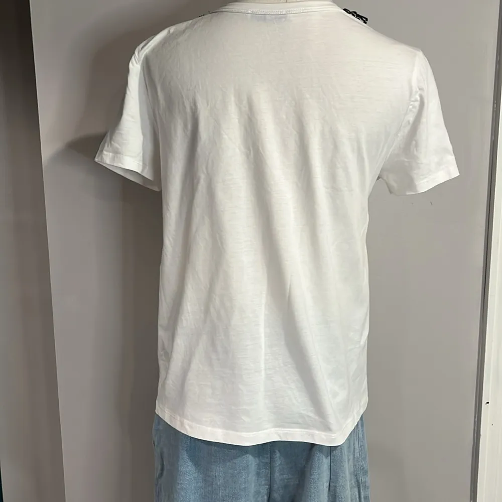 Zara black tweed fringe faux pearl Embellished collar Short Sleeve T-Shirt - S - Image 4