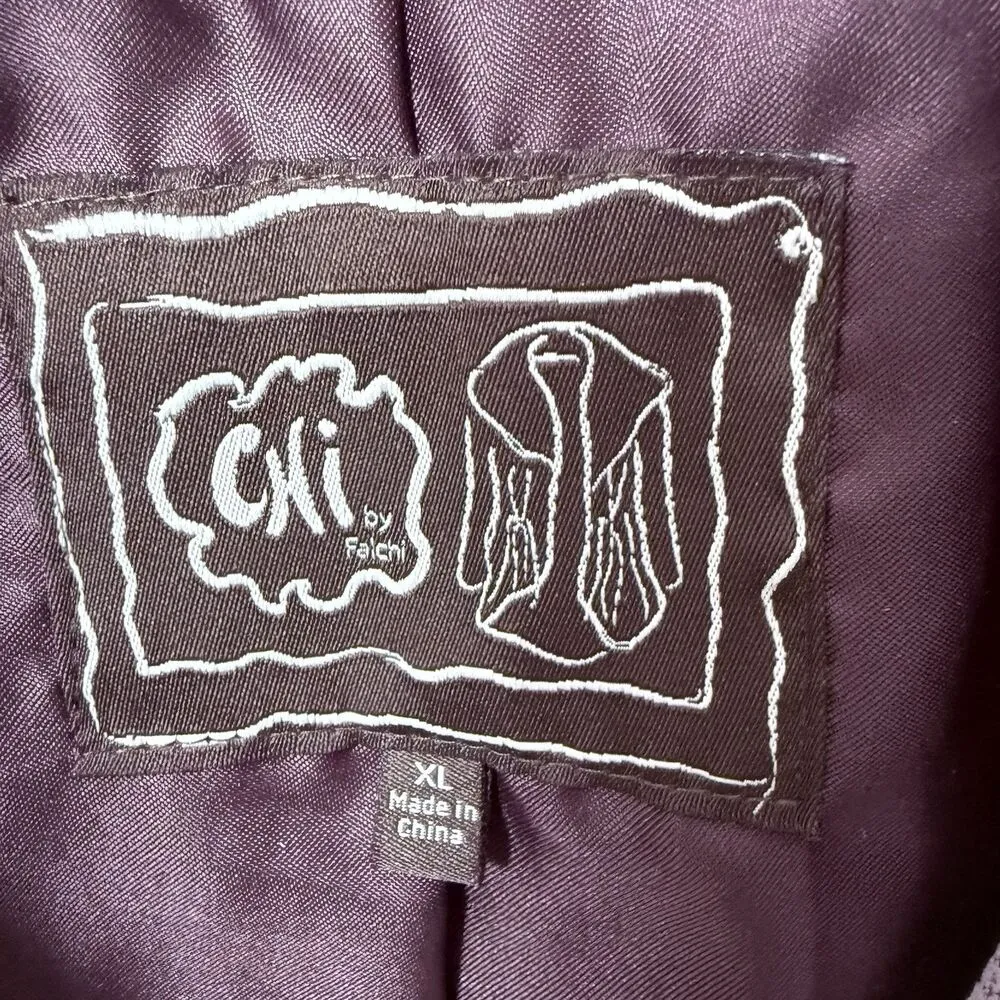 Chi By Falchi Leather Jacket Women’s XL Purple Snake Print Python Casual Office - Image 3