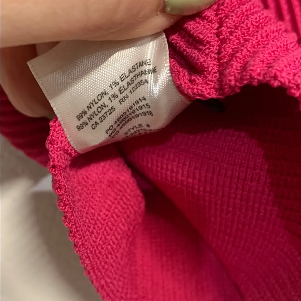 BABATON ARITZIA SCULPT KNIT POLO CROPPED HOT PINK RIBBED 2XS - Image 5