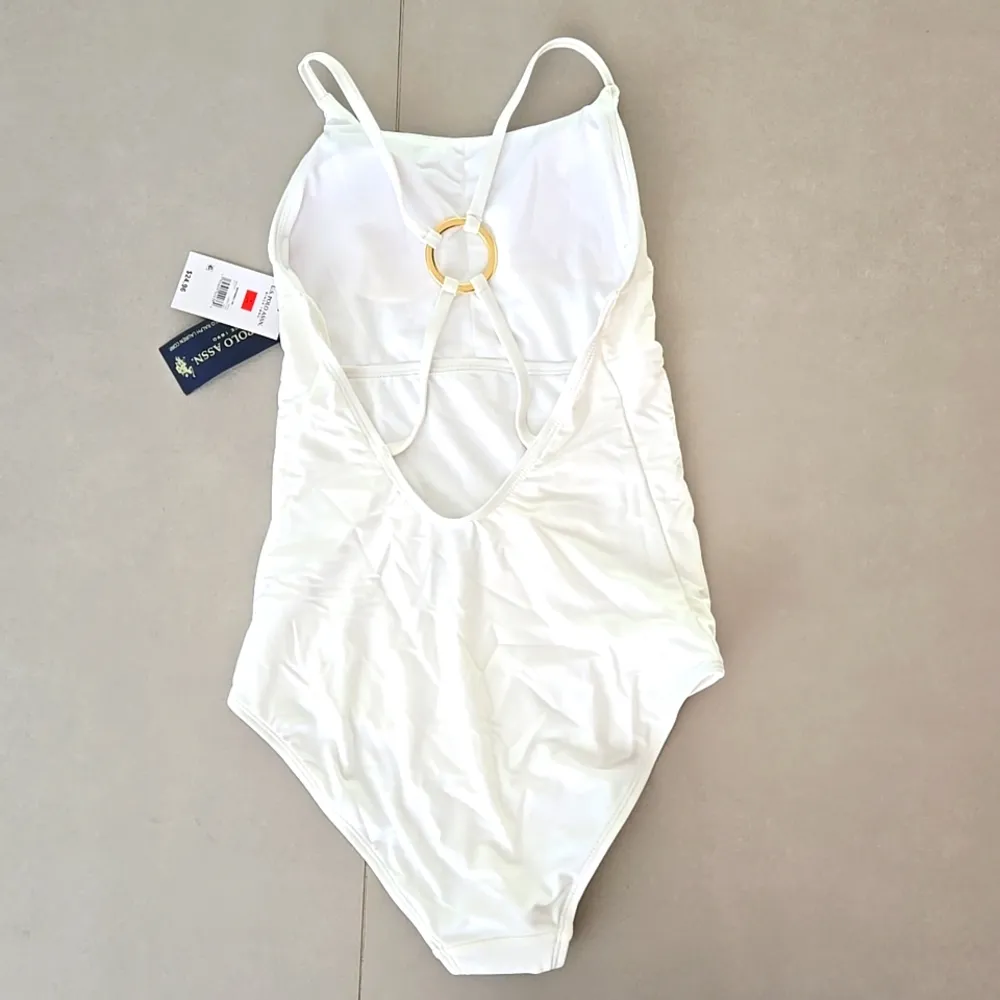 NWT! USPA White One-piece Swimsuit With Gold Ring - Image 4