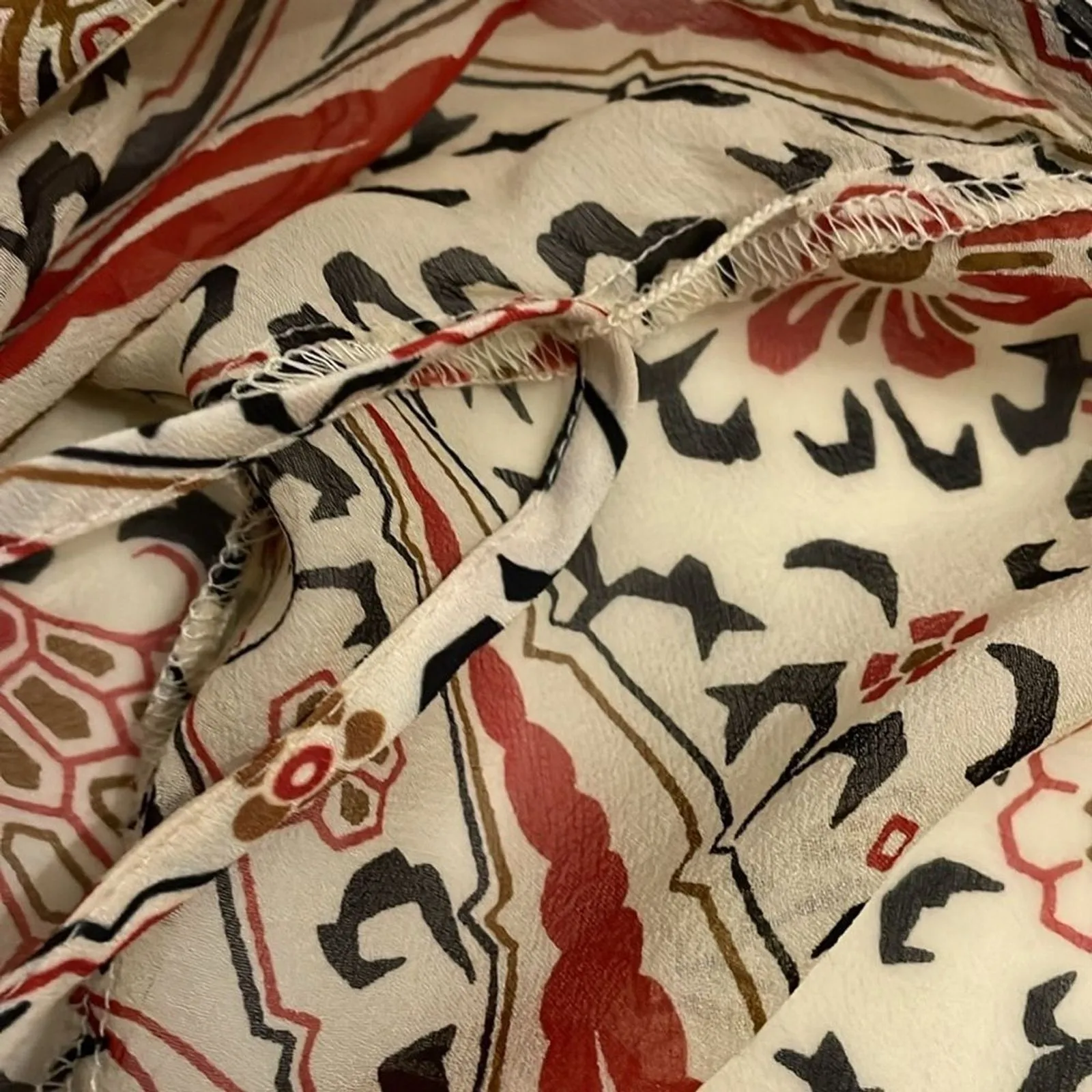 Veronica Beard Beige Derby Paisley Silk Midi Dress Womens Size 00 Ruffles - Image 10