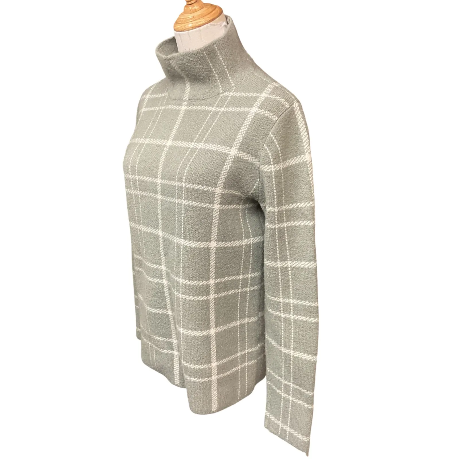 Banana Republic Factory Women's Plaid Knit Turtleneck Pullover Sweater Size M - Image 2