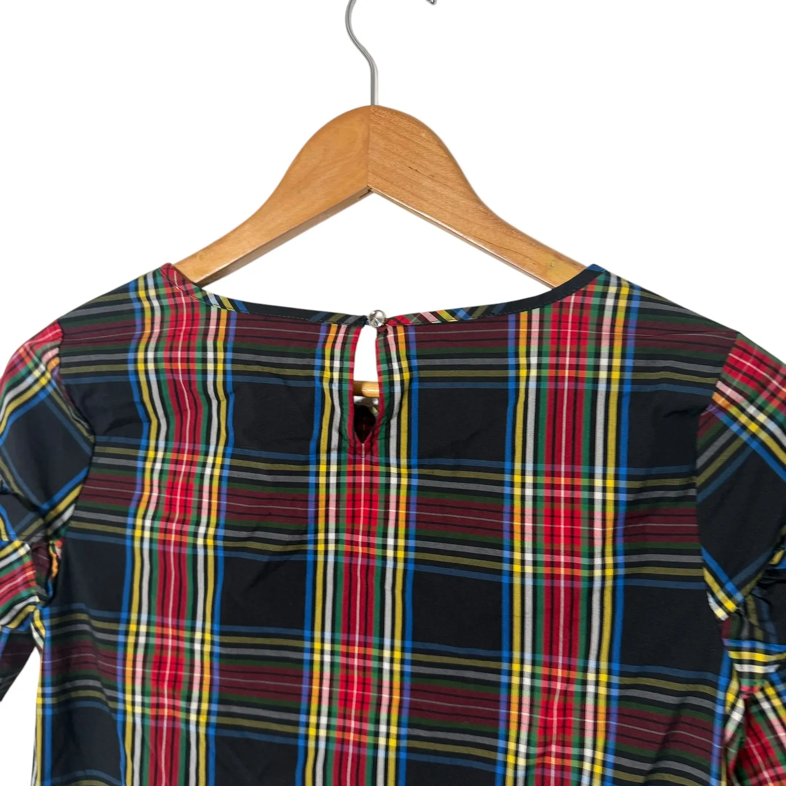 Talbots Tartan Plaid Top‎ Petite Women Size P Ruffle Trim Top Preppy Checkered - Image 5