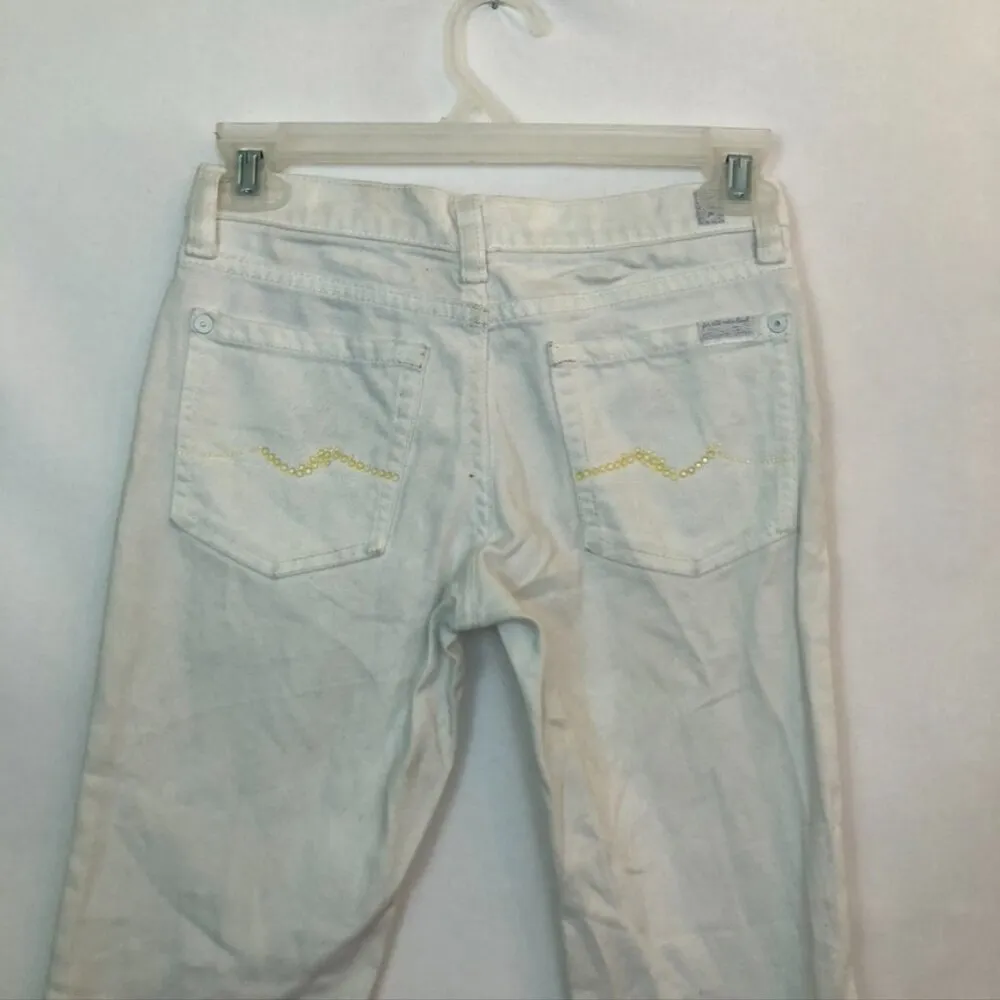 7 FOR ALL MANKIND 7FAM Roxanne Skinny Jeans White Cropped Crop Ankle Y2K sz 24 - Image 9