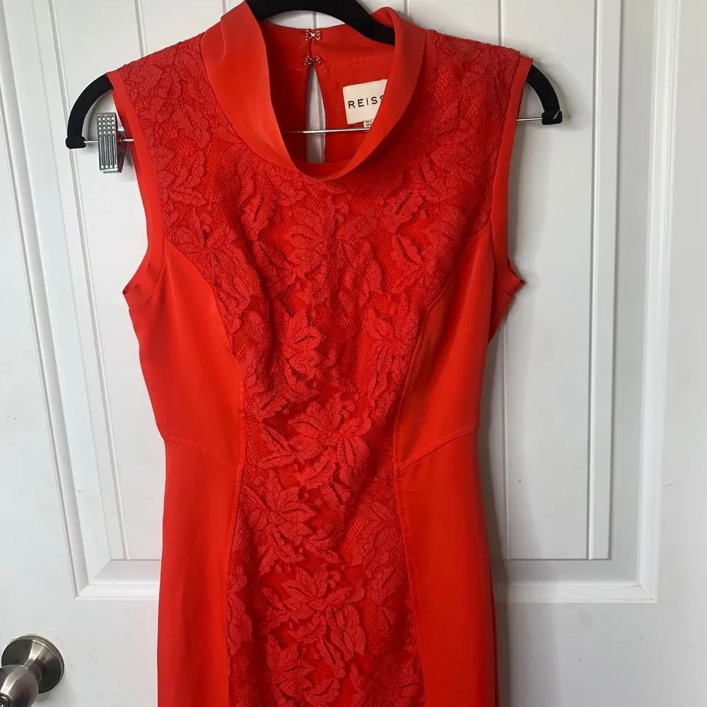 Reiss red‎ lace sleeveless sheath dress size 0 party date night wedding guest - Image 4