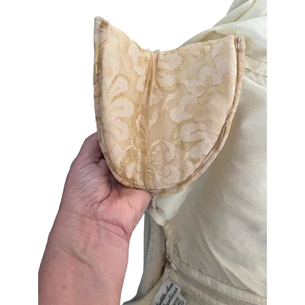 VTG Judith Ann Creations L Beaded Sequins Maxi Skirt Set Dress Formal Gold Ivory Size L - Image 14