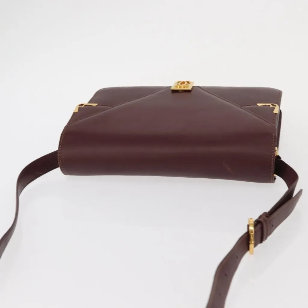 Must Line Shoulder Bag Leather Bordeaux Gold Authentic - Image 6