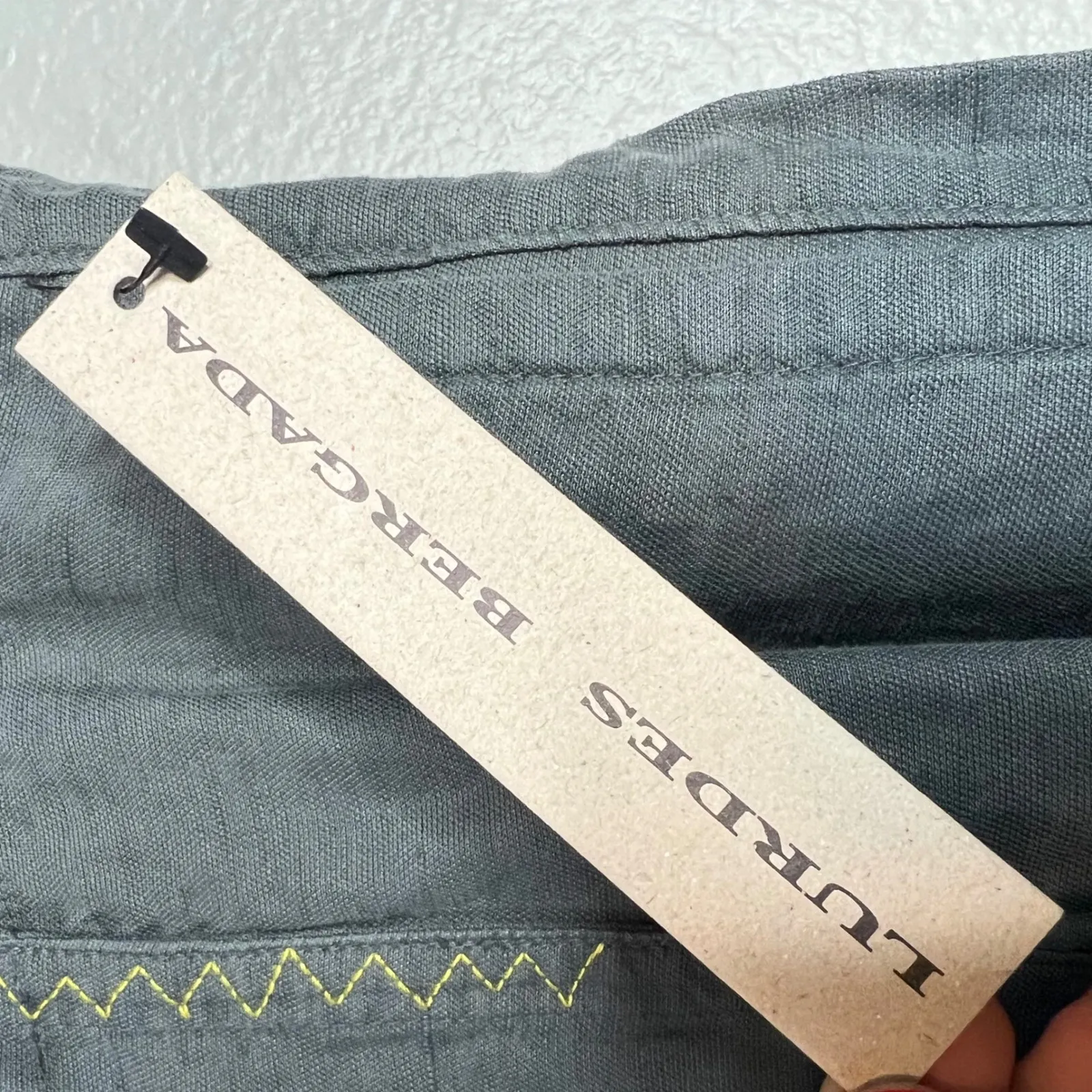 LURDES BERGADA Harem Trousers Pant Size S Cropped Drop Crotch Linen Blend NWT Green - Image 2