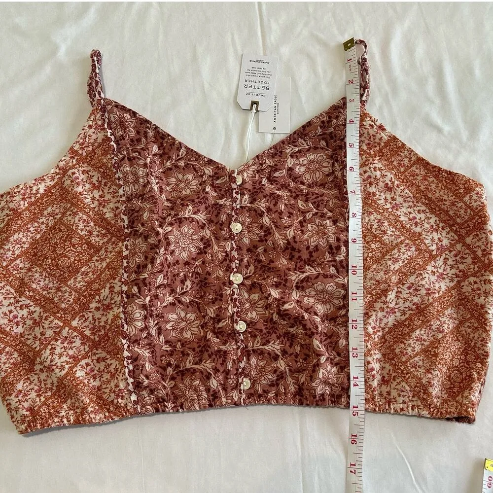 NWT American Eagle Mieux Ensemble Boho Button Floral Crop Top Size Large - Image 12