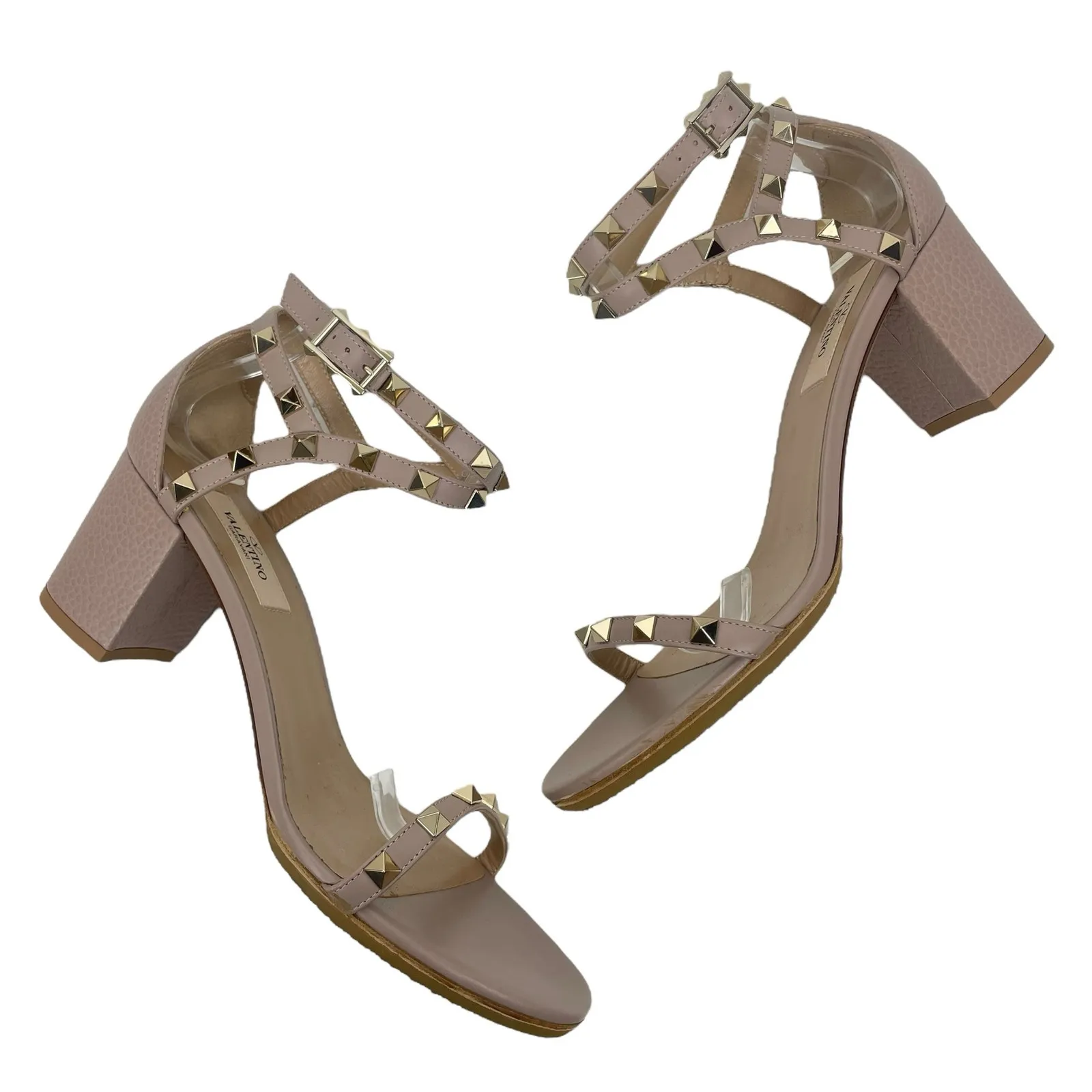 Valentino Garavani 60mm Rockstud Ankle Wrap Leather Sandal Pink Size 38 - Image 7