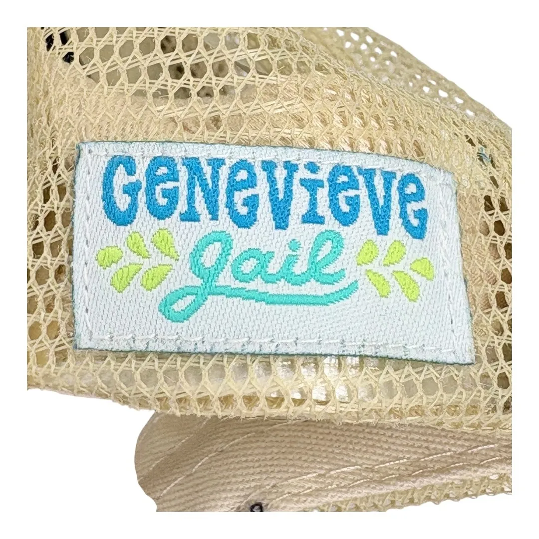 Genevieve Gail Game Day Trucker Hat Distressed Patch‎ Football Blue Orange - Image 8