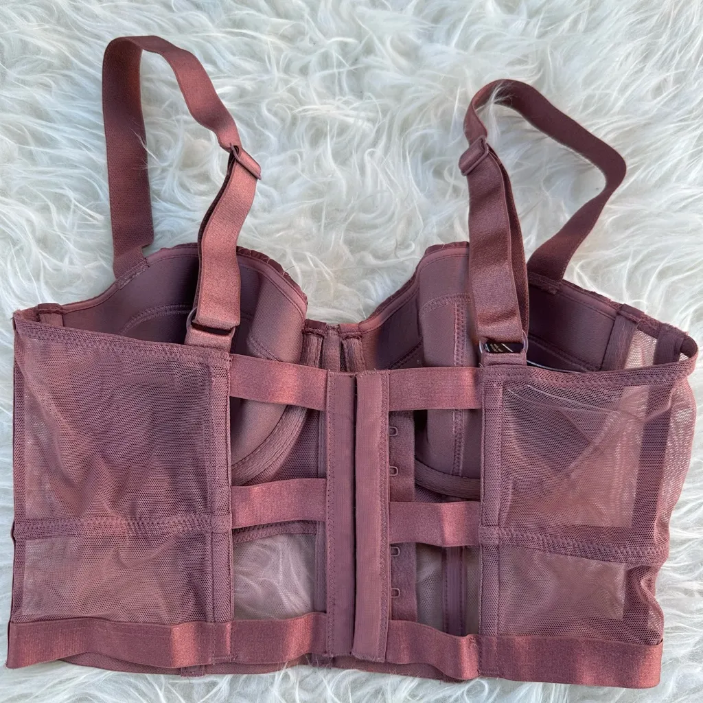 Victoria's Secret Bra Corset 34B Plum Satin Lace Bustier Balconet Very Sexy New - Image 6