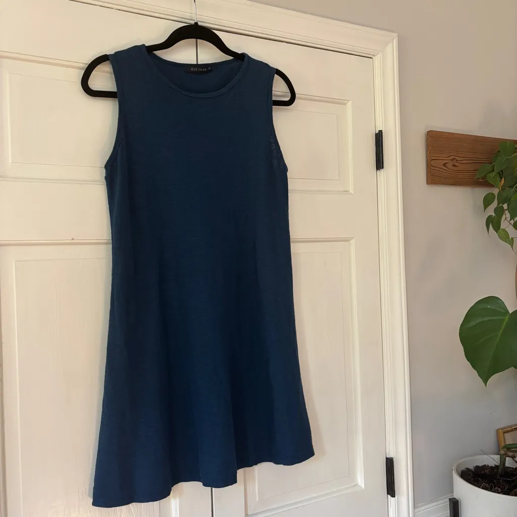 Cut Loose Simple Blue Tank‎ Midi Dress Size Small Dark Lapis Blue Natural Fibers - Image 3