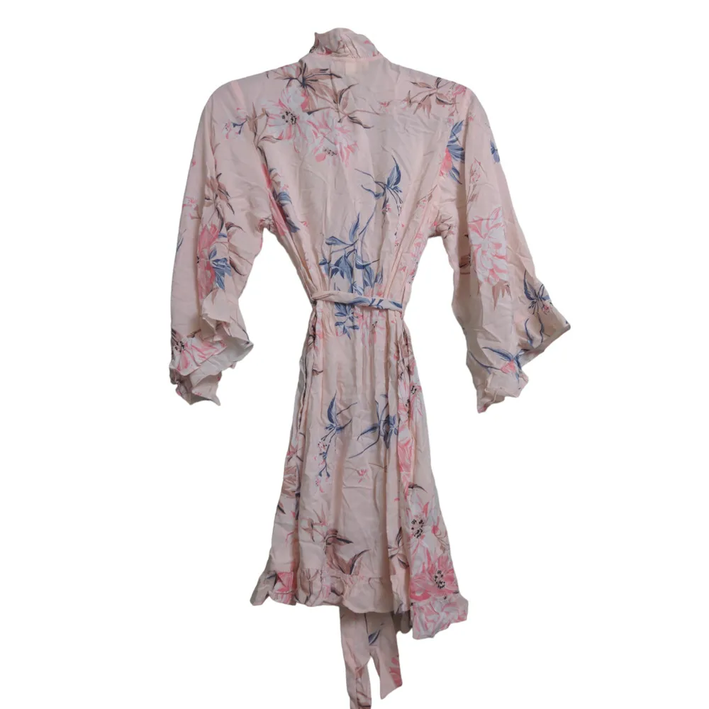 Yumi Kim Night Cap Robe in Secret Admirer Blush Ruffles Pink Floral Tie S New - Image 5