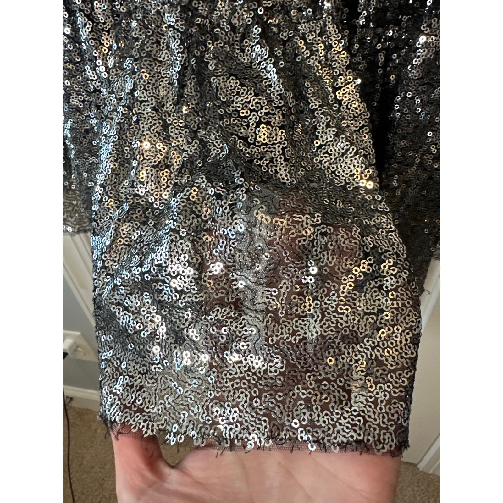 Anthropologie Geisha Designs Silver Sequin One - Image 9