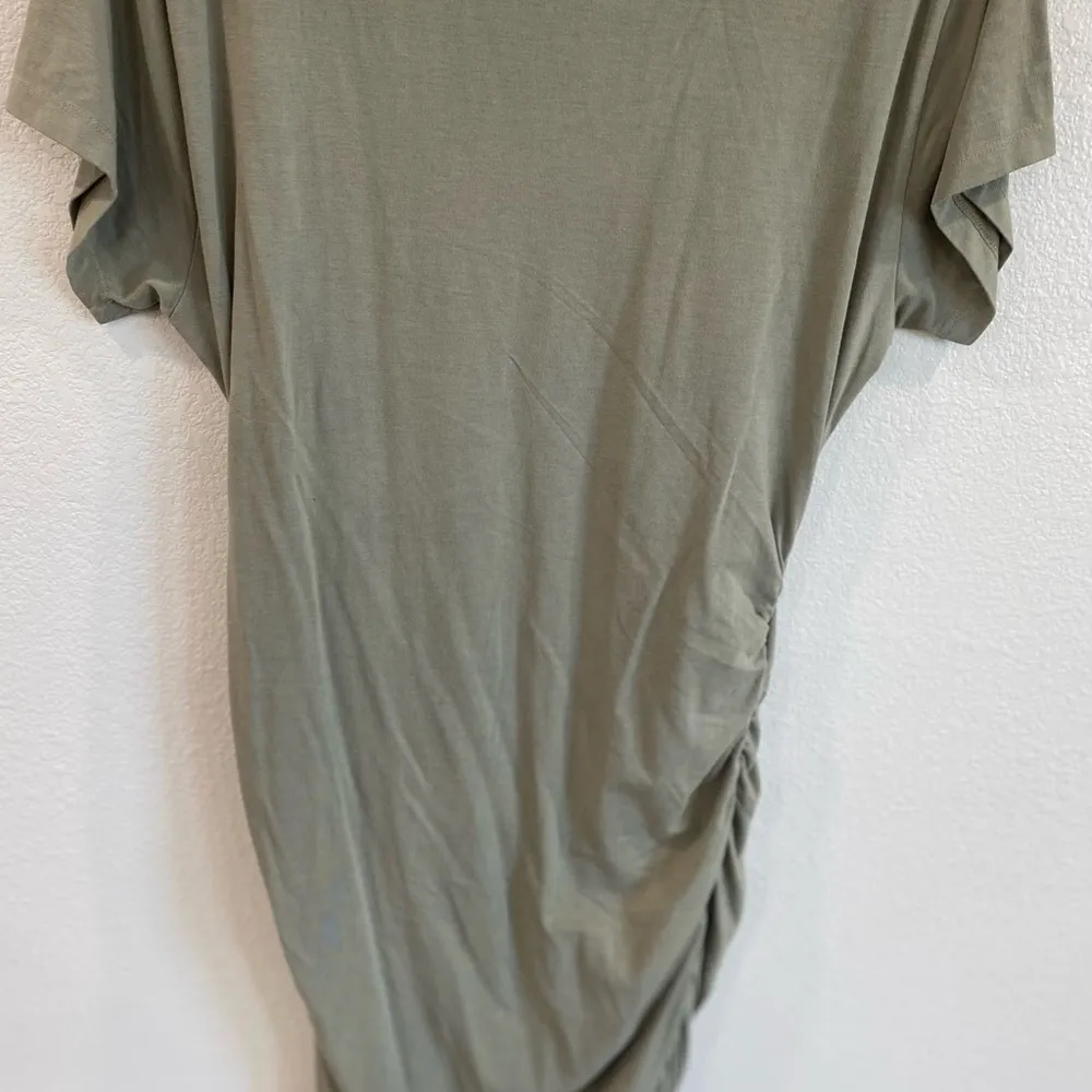 Bobi  Olive Midi Dress side scrunchie NWT short sleeve - Image 2