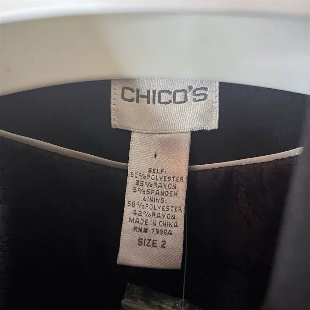 Chico's Women's Black Blazer Size 8 Long Sleeve Blazer‎ Jacket Career Work Wear - Image 9