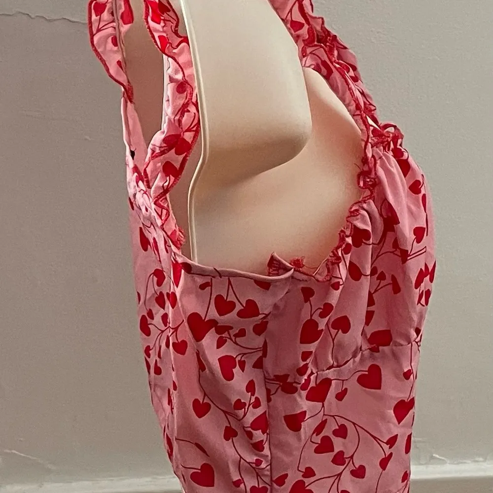 SHEIN pink red heart print all over crop top, size S Barbiecore festival summer - Image 9