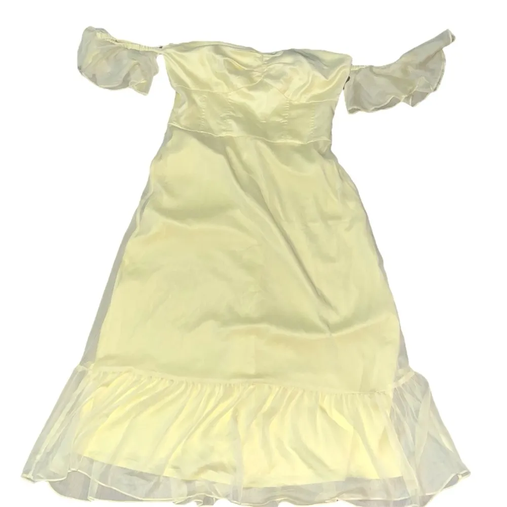 GIANNI BINI Yellow Off The Shoulder Chiffon Midi Dress Strapless - Image 2