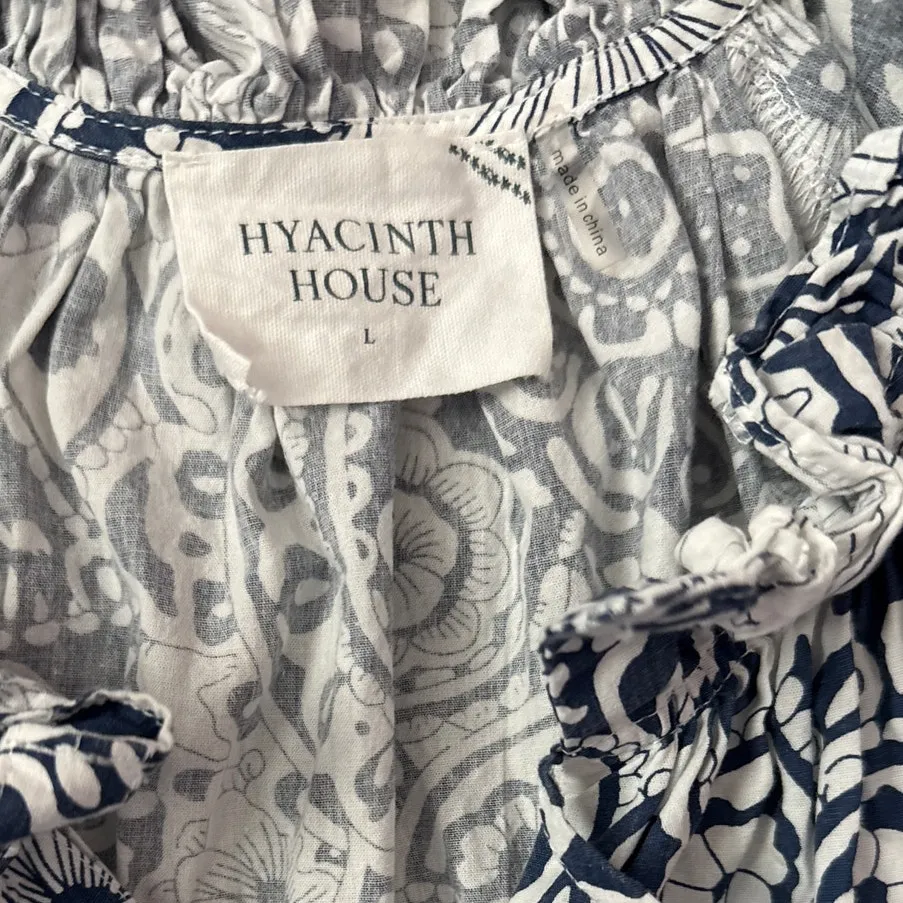 Tuckernuck Hycanith House Thea Tiered Mini Poplin‎ Dress Navy White Size Large - Image 8