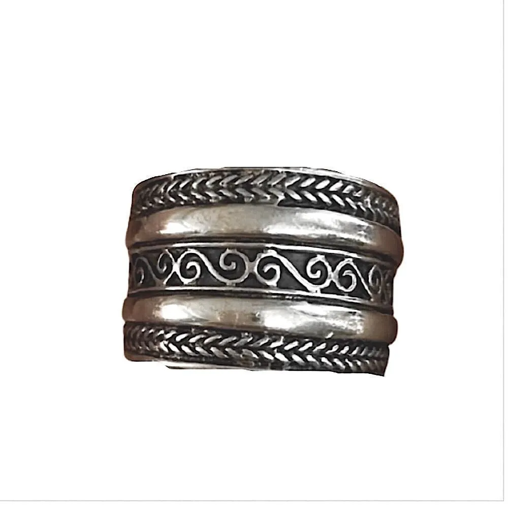 Vintage Sterling Silver Rope Cigar Band Ring Sz 7 - Image 2