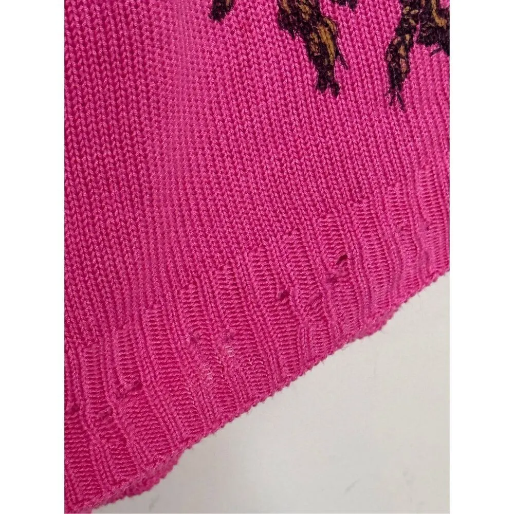 Lauren Moshi Helena Rasta Lion Sweater Pink Small - Image 6