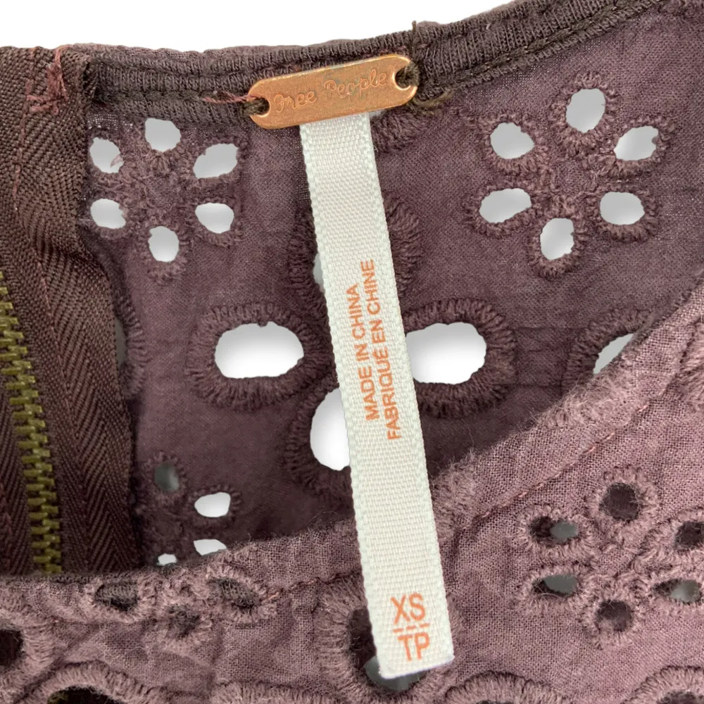 Free People | XS | Molly Retro Brown & Red Striped Textured Knit Eyelet Tank Top - Image 5