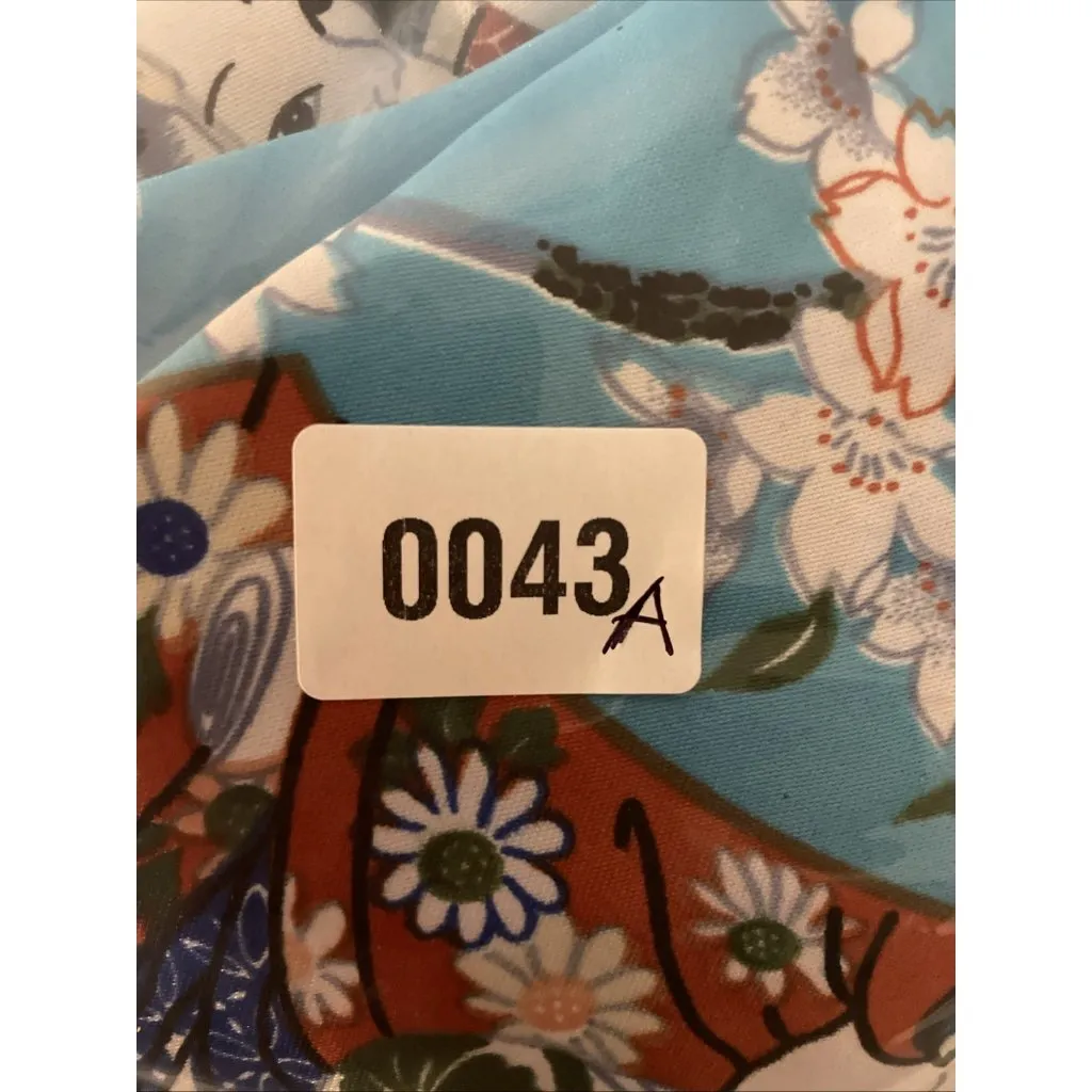 Jade Blue Floral Geisha‎ Girl Kimono Robe Pockets Hong Kong Asian Vintage Size L - Image 12