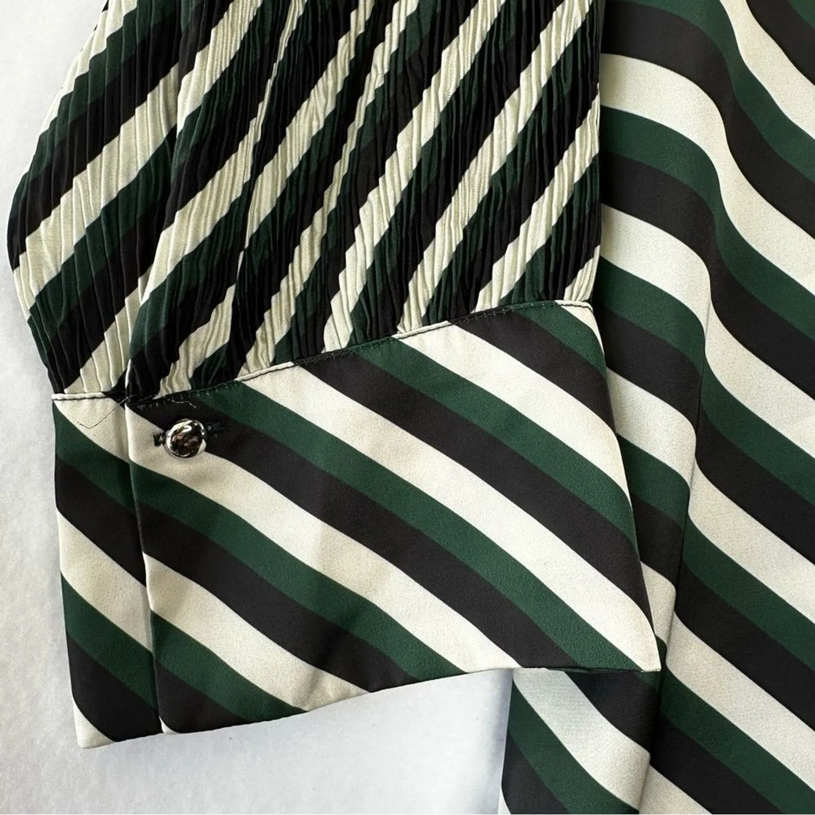 Zara Basic Green Black & White Stripe Polyester Nightshirt Ladies‎ - Image 4