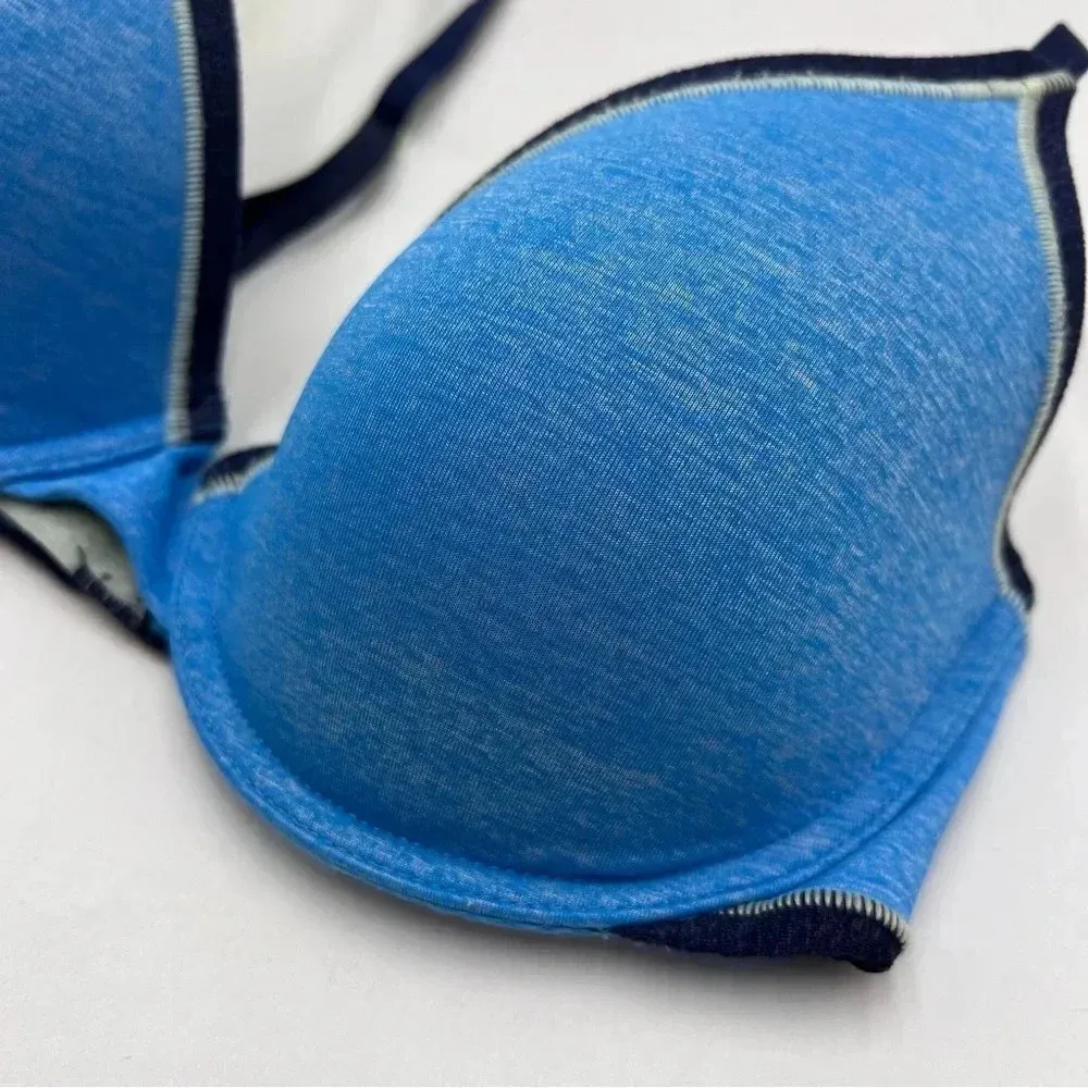 VS Victoria’s Secret Lined Demi Bra size 32D‎ Heather Blue Underwire - Image 2