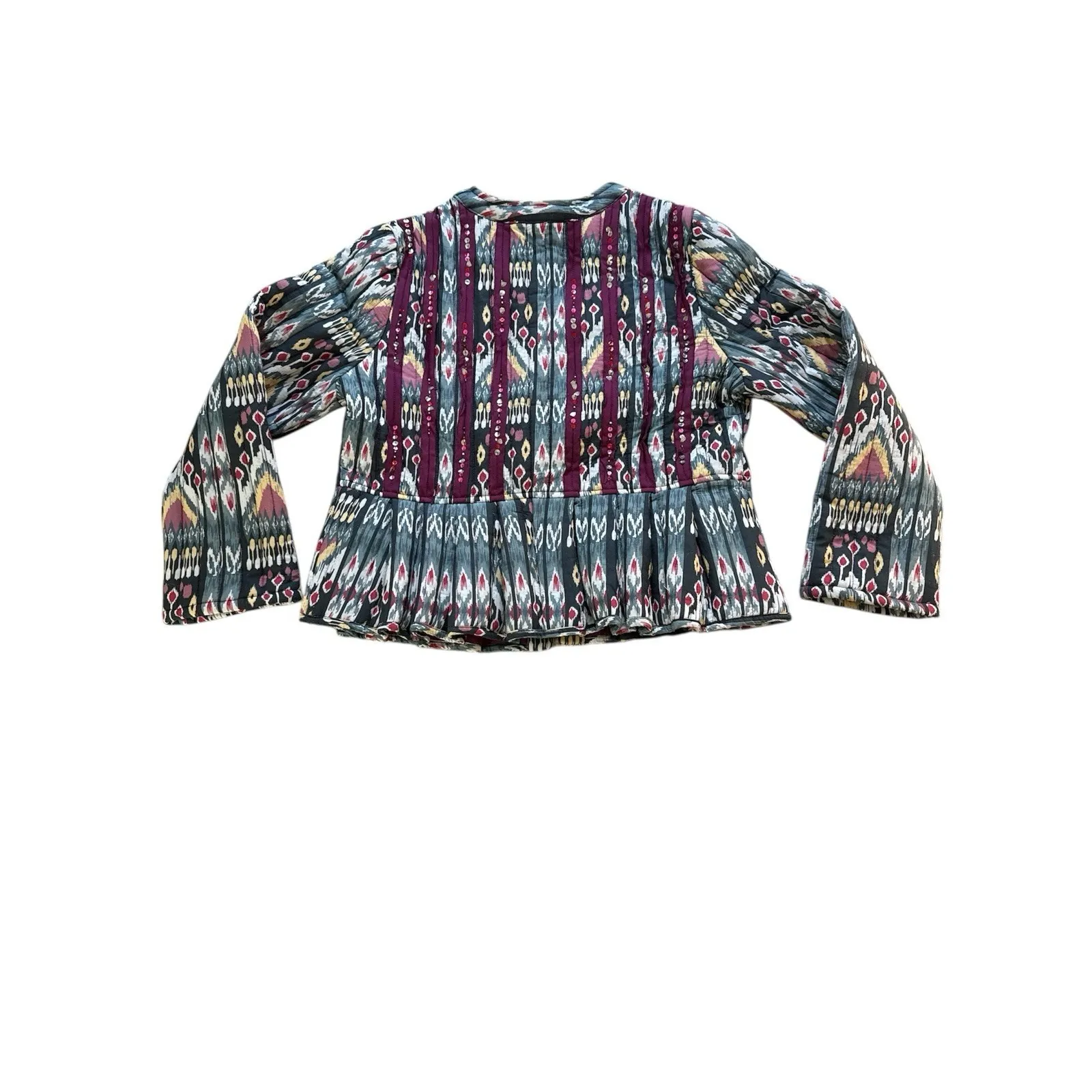 Soft Surroundings Jacket MP Petite Quilted Boheme Voile Peplum Open Sequined - Image 7