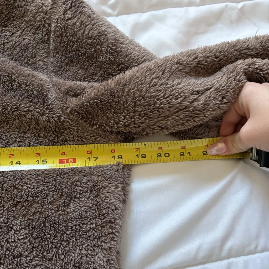 L.L. Bean Vintage Quarter Zip Sherpa Sweatshirt Jacket Wonans Size Xs Brown - Image 3