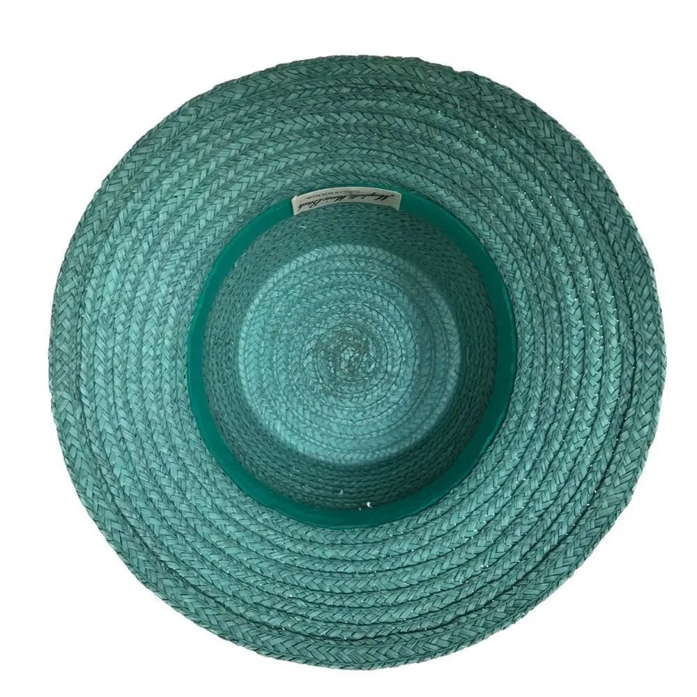Vintage Maybelle Marie Birch California woven turquoise hat 0S Green - Image 6