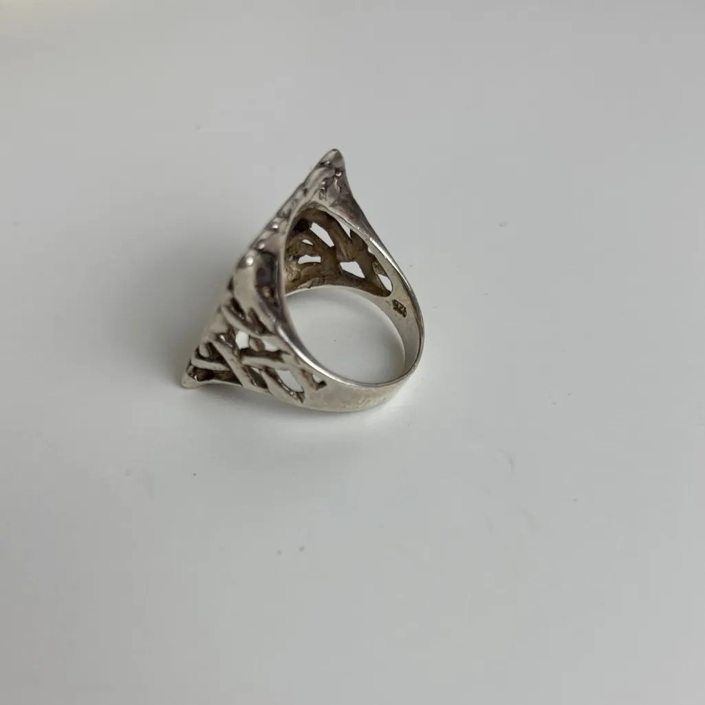 DGS Sterling Silver 22mm Branched Openwork Modernist Band Ring 925 - Image 2