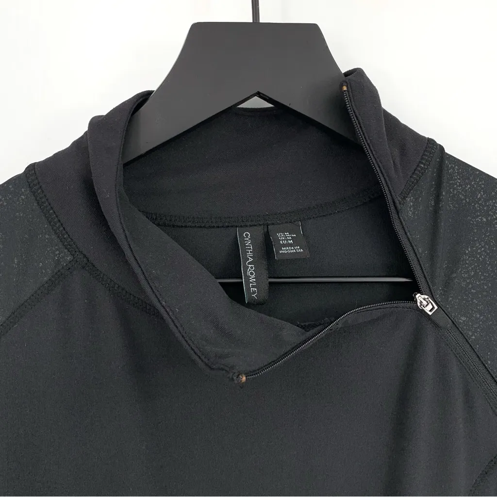 CYNTHIA ROWLEY Activewear Asymmetrical Zip Pullover Jacket Black M - Image 5