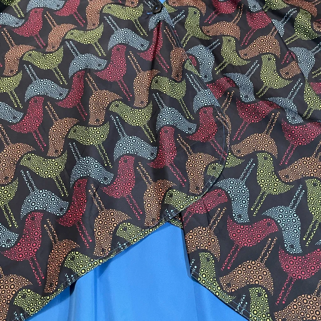 RainCaper Womens Rain Cape Poncho with Hood Reversible Birds Colorful OS Black Size undefined - Image 13