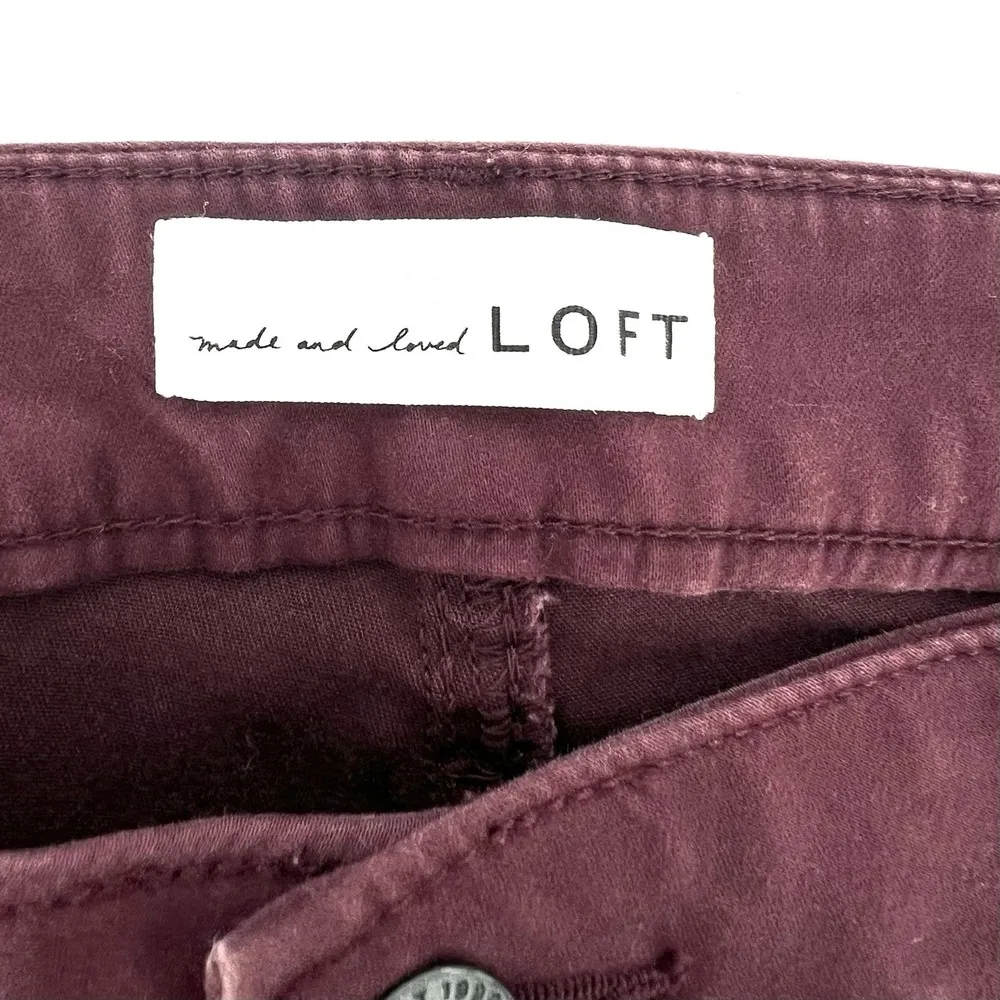 Ann Taylor LOFT Women's SZ 8/29 Burgundy Mid Rise Skinny Jeans Pants Stretch - Image 6