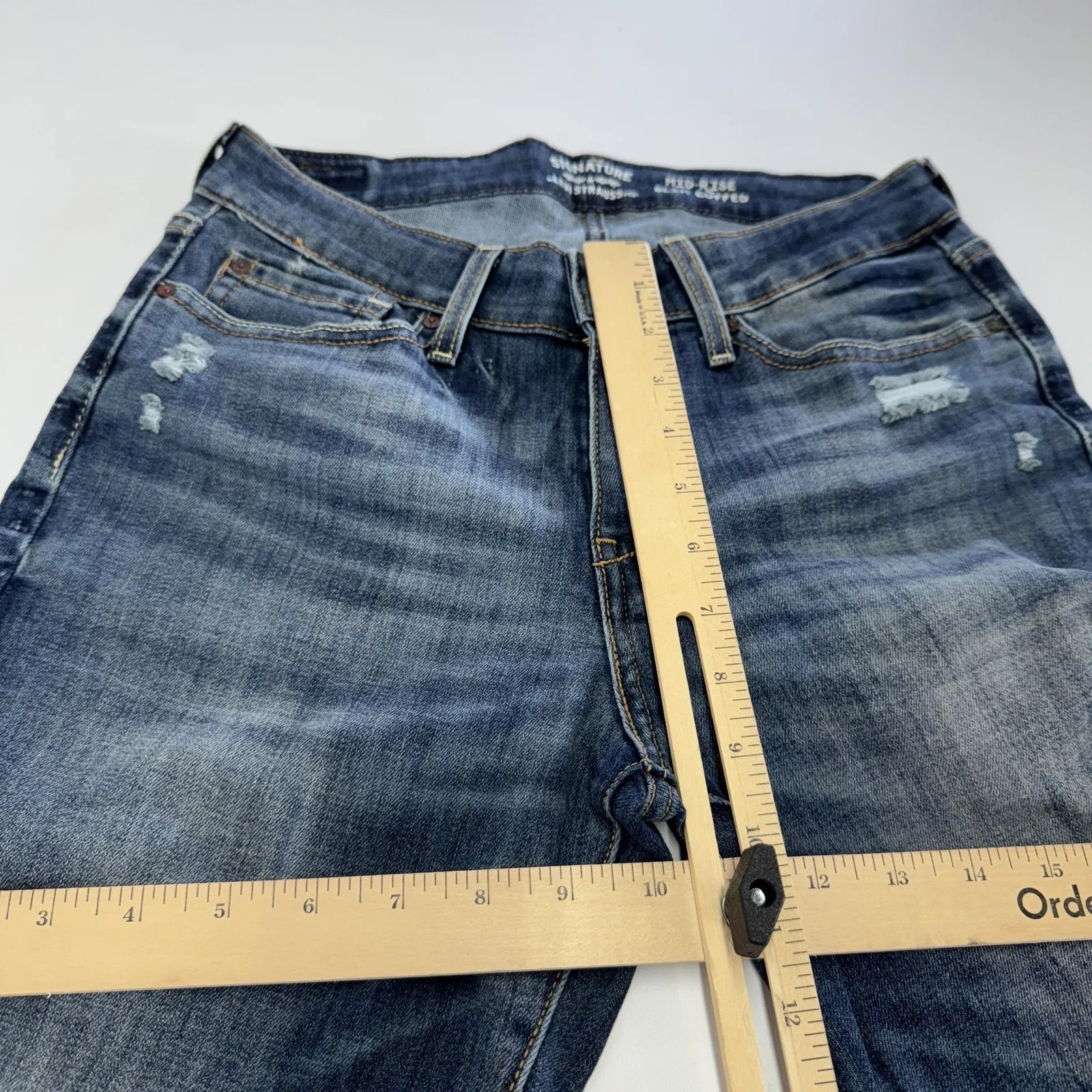 Levis Jeans Womens 6 W28 Blue Mid Rise Slim Cuffed Distressed Denim‎ - Image 7