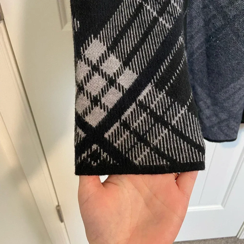 NWT | Oliver O‎ women’s twill plaid patterned open front jacket — XL Black - Image 2