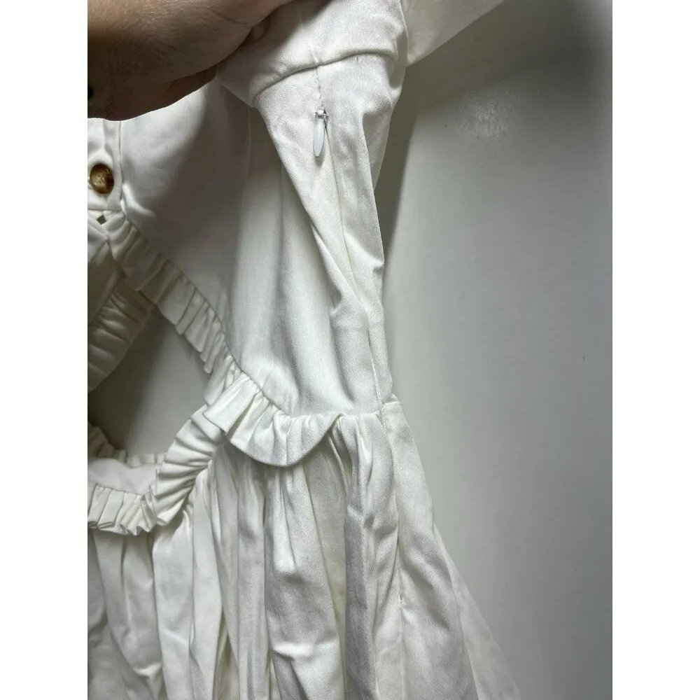 Kika Vargas NWT Mabel Cutout Stretch Cotton Midi White Dress Women's Size Small - Image 10