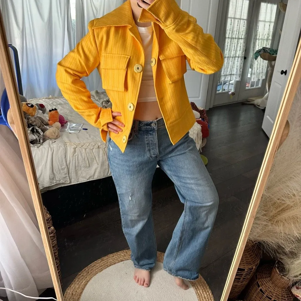 Kim Shui x Urban Outfitters Women’s Yellow Gab Blazer Jacket NWOT - Image 2