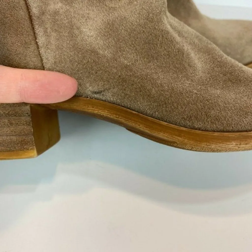 Lucky Brand Ankle Booties 7.5 Brown Suede Leather‎ Stacked Heel Zip Brett - Image 10