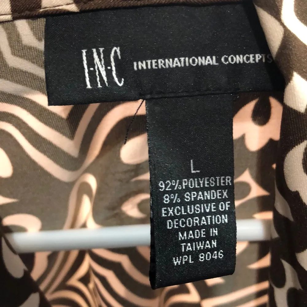 INC BROWN AND TAN SIZE LARGE PRINT DRESS - Image 5
