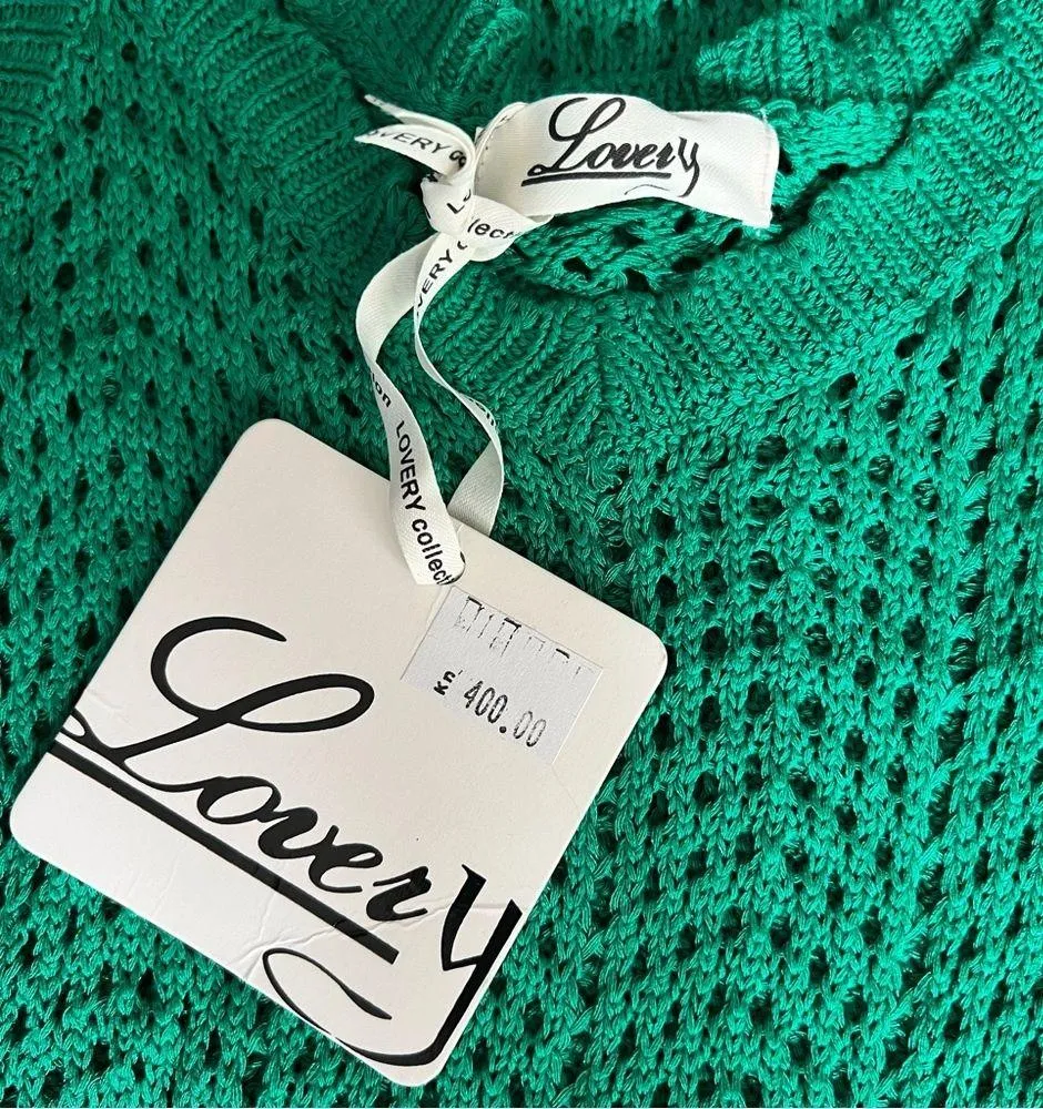 NWT Lovery Crocket Knit tank dress asymmetrical hem v neck thin straps green XS - Image 6