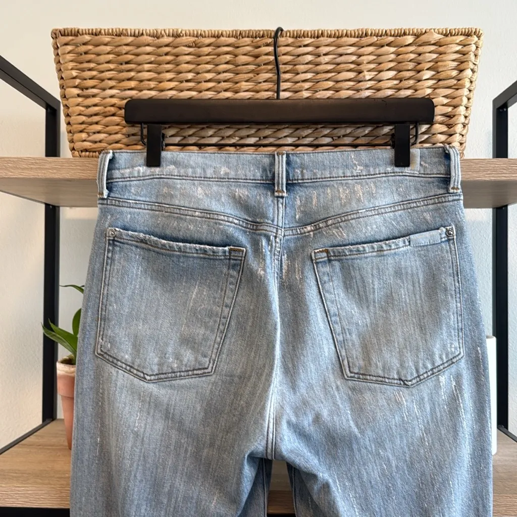 7 For All Mankind The High Waist Ankle Skinny Silver Glitter Print Jeans, 30 - Image 6