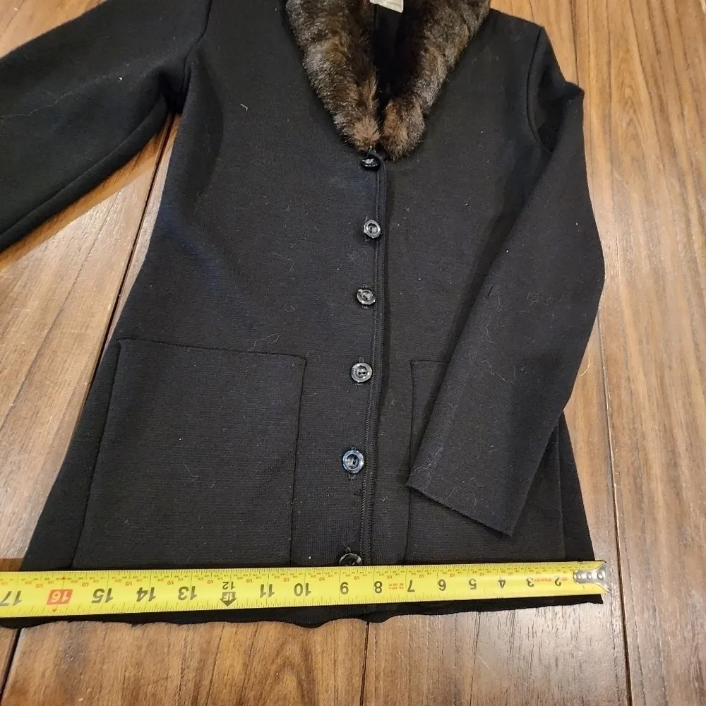 La maison de la fausse fourrure black 100% wool & fur Button Up Glam cardigan S - Image 8