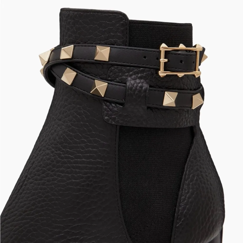 NIB Valentino Garavani Rockstud Grainy Calfskin Ankle Boots Size 38 - Image 6