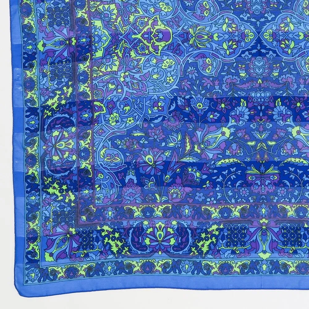 Vintage 60s Floral Silk Square Scarf Wraps - Image 4